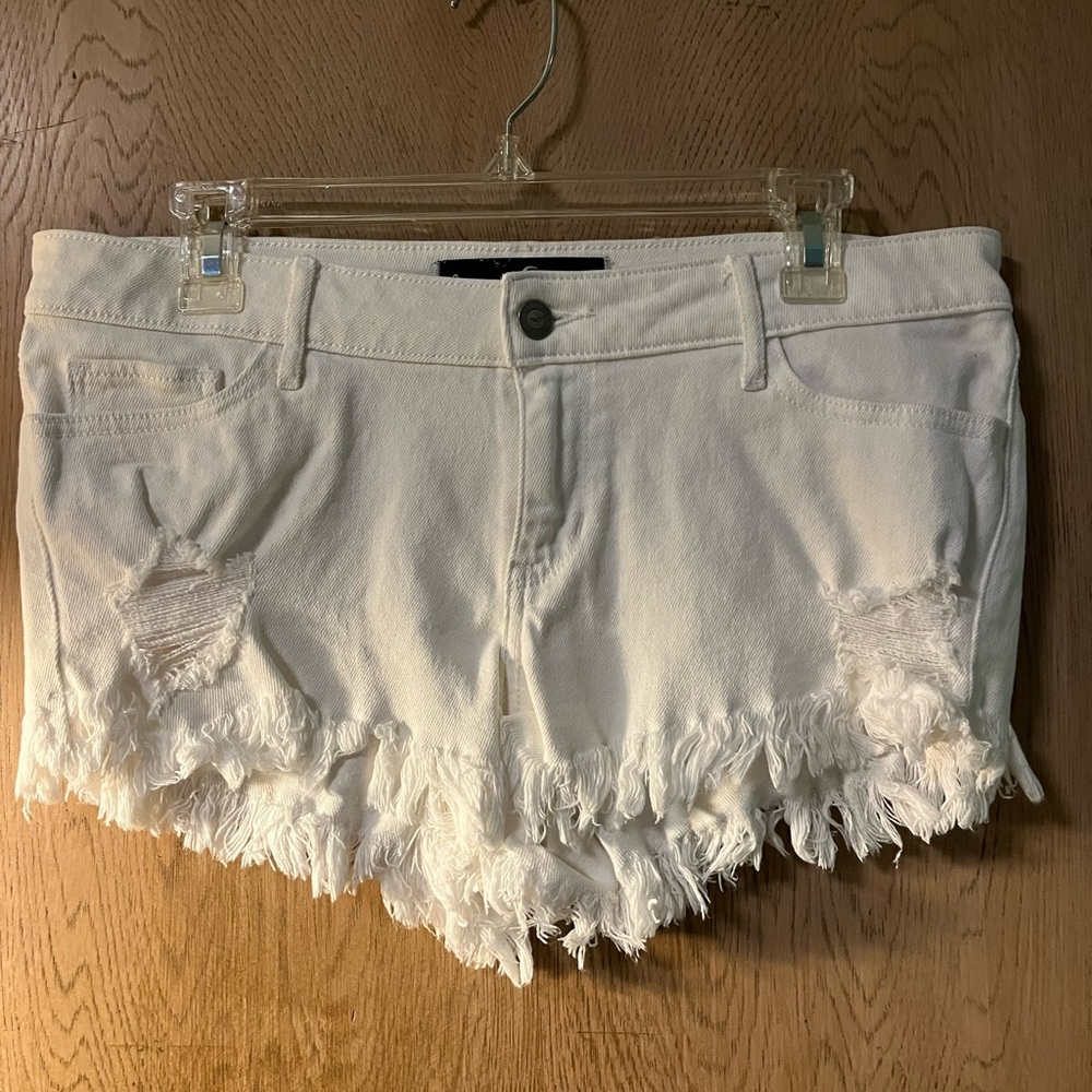 Hollister low rise white denim short short